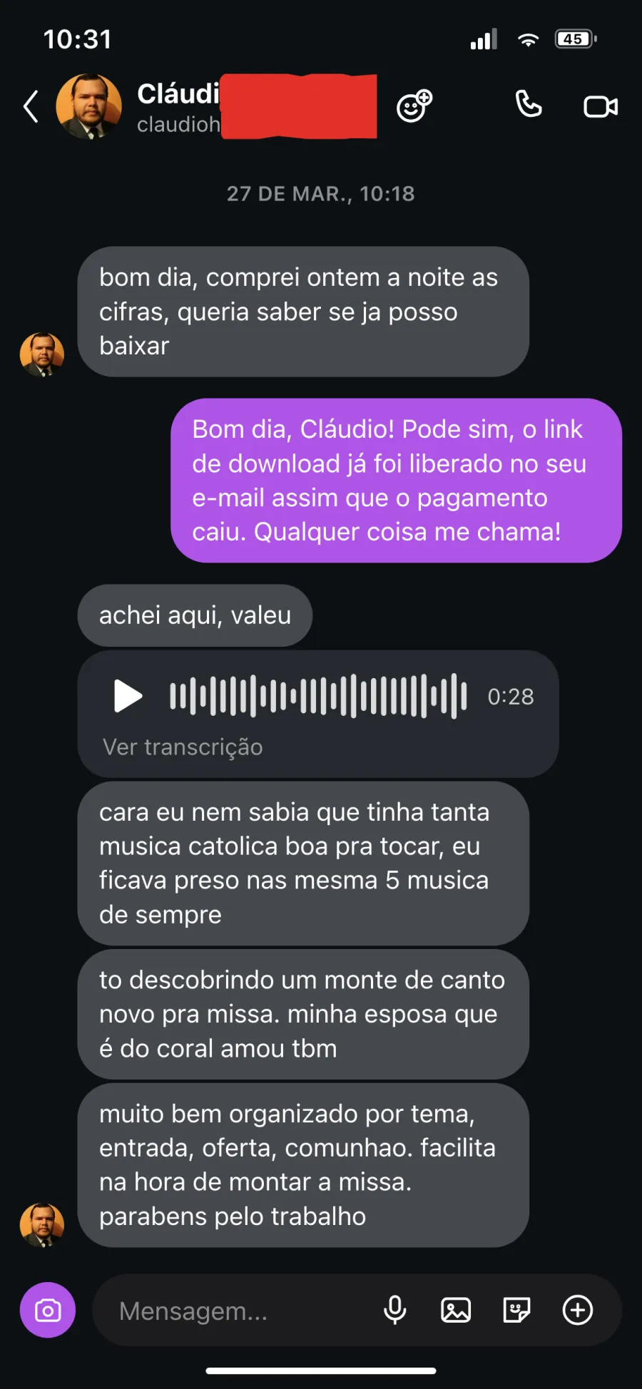 Depoimento de cliente