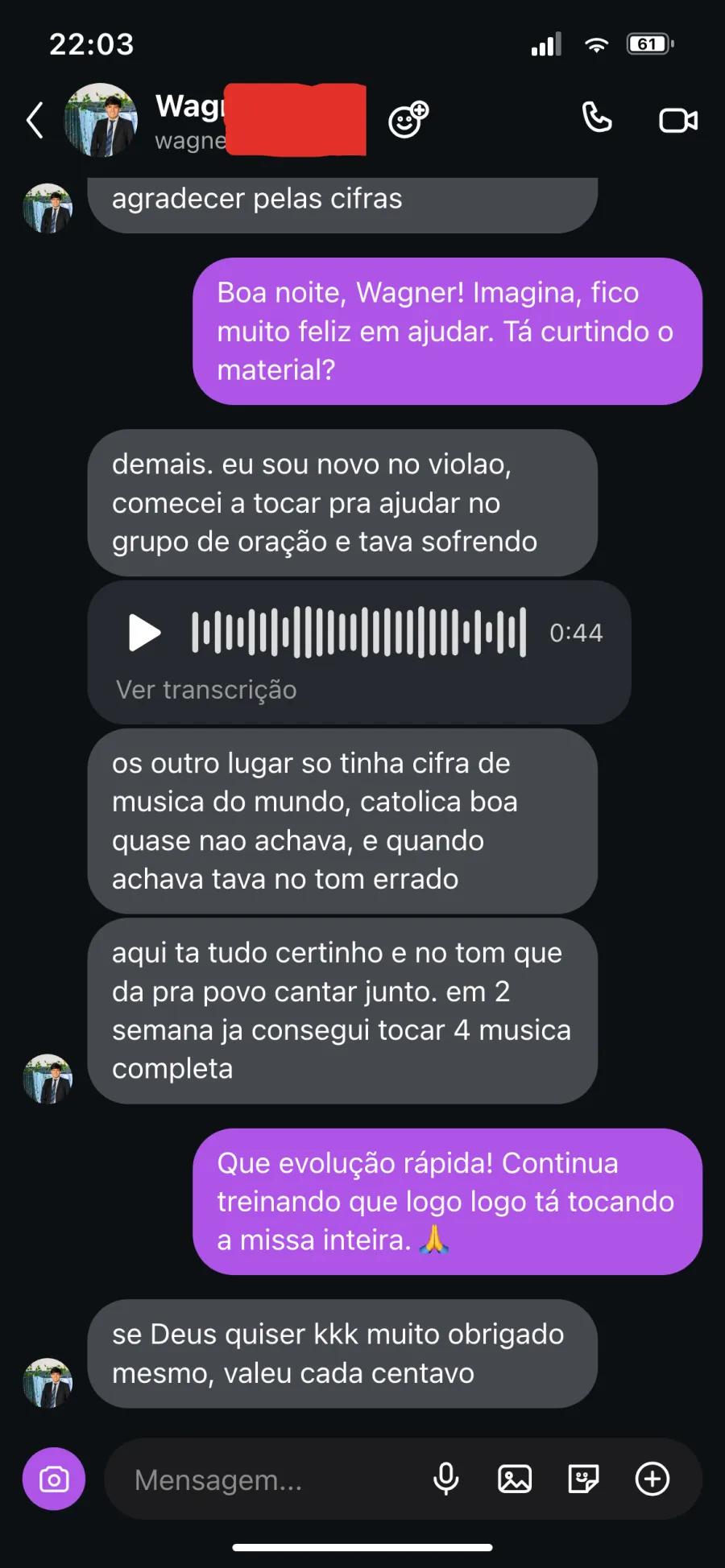 Depoimento de cliente